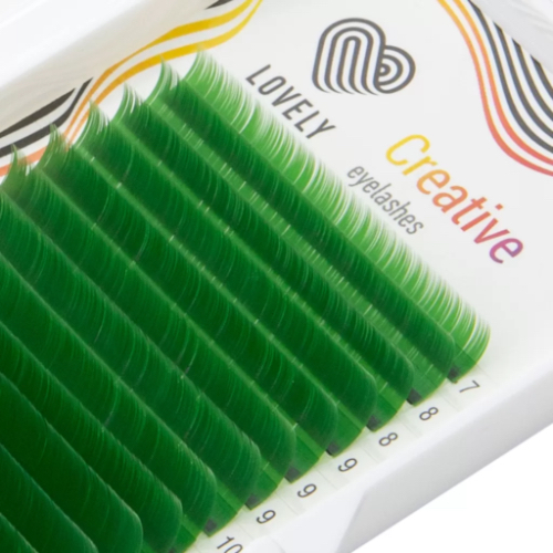 Ресницы зелёные (green) Lovely - 20 линий - MIX-3